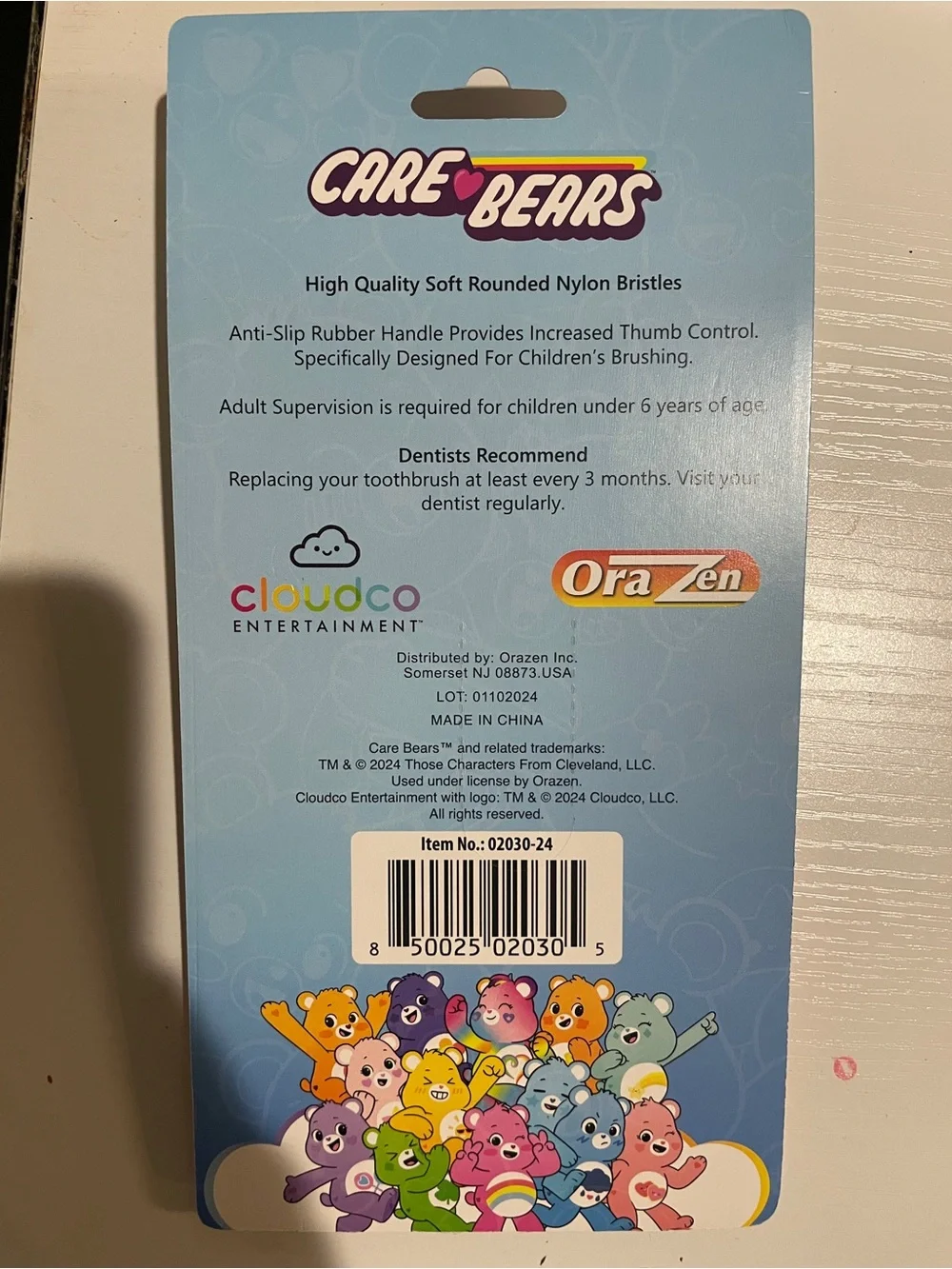 Care Bears Rainbow Handle Toothbrushes - Pink Yellow Green Blue Purple Orange